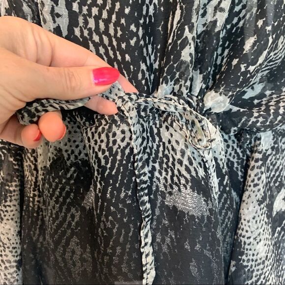 Sol & Mer animal snakeprint beach cover-up short sleeve chiffon drawstring 🔥 - Picture 6 of 10